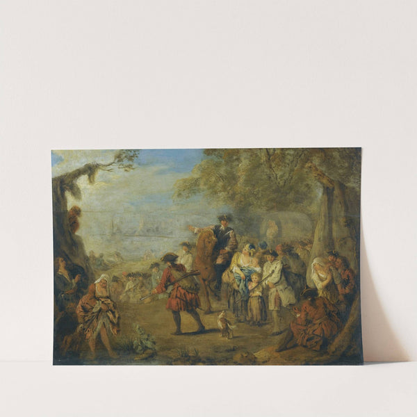 Figures In A Military Encampment With A Horseman Directing Troops by Jean-Baptiste Pater