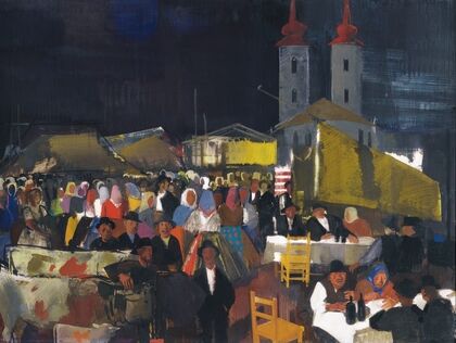 Figures In a Village Market