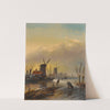 Figures on a Dutch frozen waterway by Jan Jacob Coenraad Spohler
