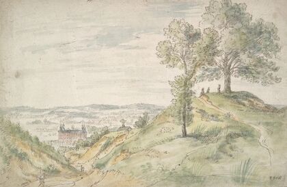 Figures on a Hill Viewing a Castle — size preview