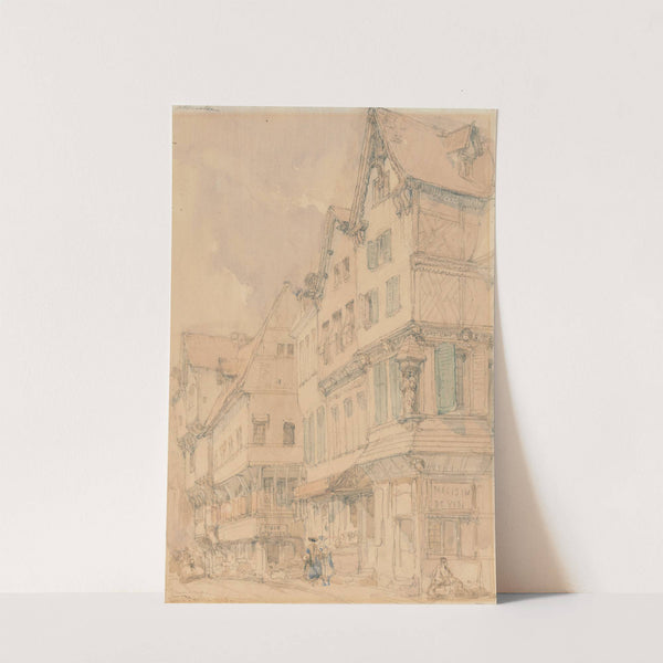 Figures on a street in Abbeville, France (1825) by David Roberts