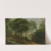Figures On A Wooded Path, With A Building Behind by Adriaen van Stalbemt