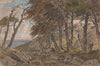 Figures on the Bank of a Wooded Lane, with Sea in Distance Left
