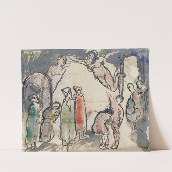 Figurkomposition, muligvis skitse til eller studie efter et af kunstnerens malerier by J.A. Jerichau