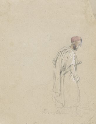 Figuurstudie van een man met tulband en zwaard