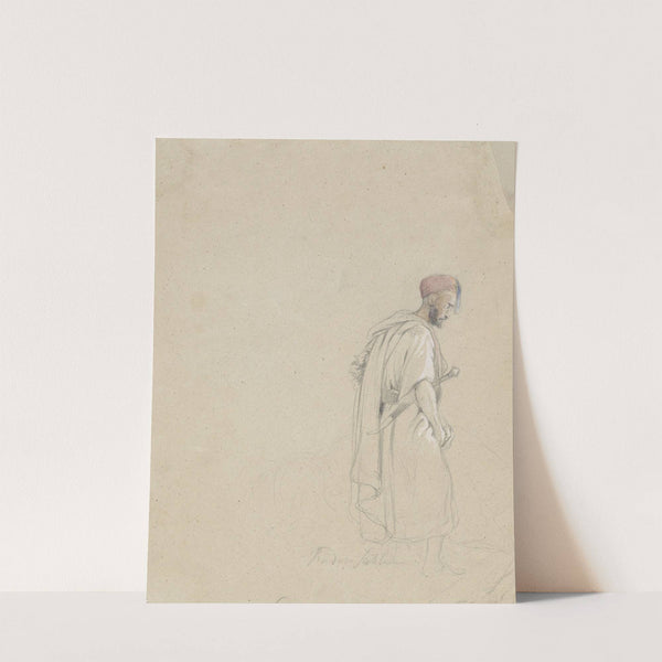 Figuurstudie van een man met tulband en zwaard by Raden Saleh