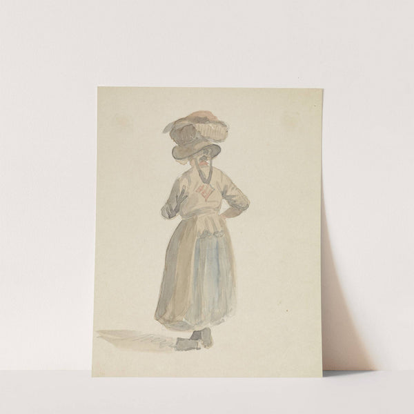 Figuurstudie van een vrouw met een mand op het hoofd, van achteren (1828 - 1897) by Adrianus Eversen