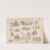 Figuurstudies met paarden en wagens by Jan Weissenbruch