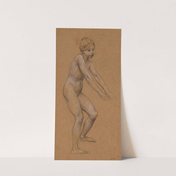Fillette nue debout de trois-quarts à droite, les mains en avant by Luc-Olivier Merson