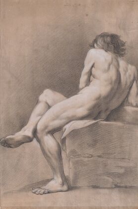 Finished Academy Study of a Seated Male Figure