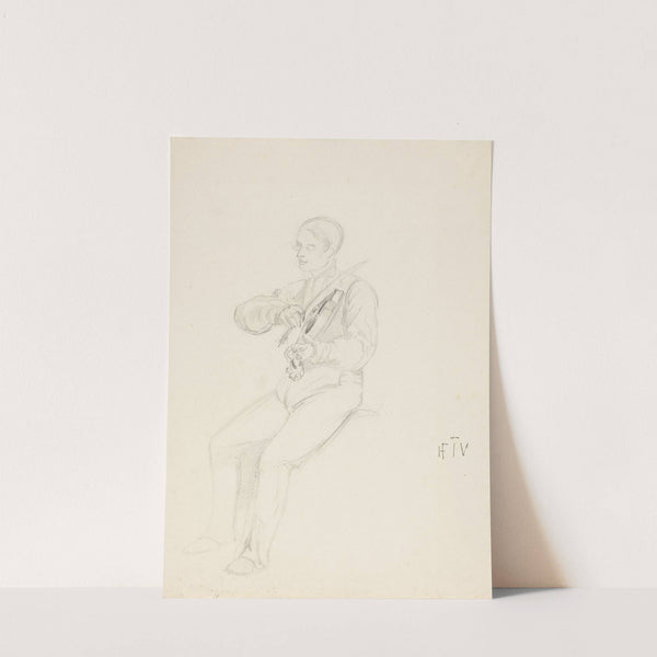 Fiolinspiller med lorgnett by Adolph Tidemand