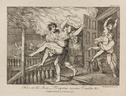 Fire at the inn — Perigrine rescues Emilia &c. (1796)