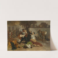 Fire of a manor house near Miechów by Artur Grottger