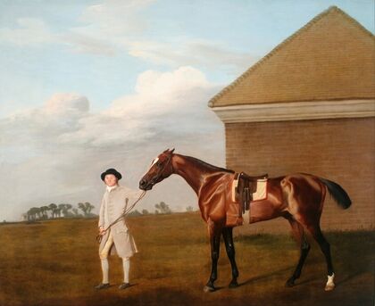 Firetail with his Trainer by the Rubbing-Down House on Newmarket Heath — size preview