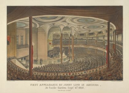 First appearance of Jenny Lind in America. At Castle Garden, Septr. 11th, 1850. Total receipts $26,238 (1850)