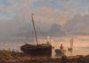Fischerboote am Strand im Abendlicht