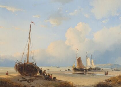 Fisherfolk With Beached Vessels