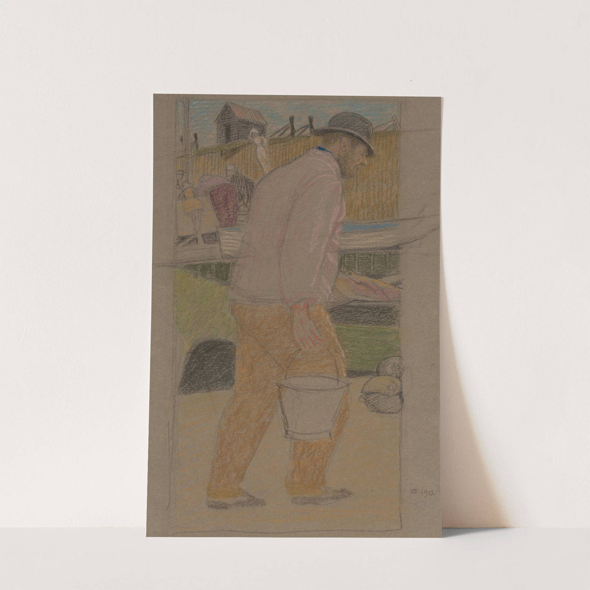 Fisherman with a bucket, Southwold (1912) by Joseph Edward Southall