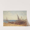Fishermen and boats at water’s edge (19th century) by Félix Ziem