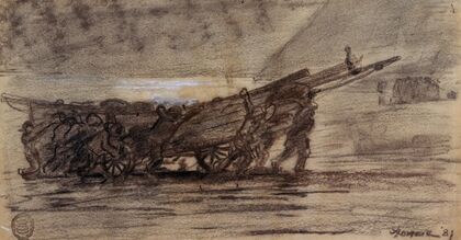 Fishermen Beaching a Boat, Cullercoats, England (1881)