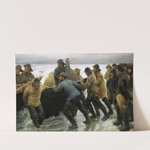 Fishermen launching a rowing boat (1881) by Michael Ancher