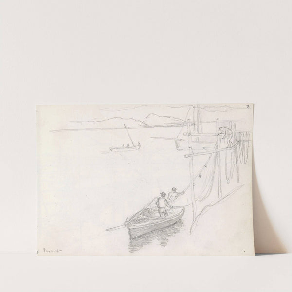Fishing boat by shore, Tarbert by Hans Gude
