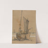 Fishing Boat on the Beach with a Brig at Sea by Samuel Prout