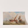 Fishing Boats Against A Venetian Silhouette by Albert Rieger