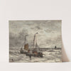 Fishing boats at anchor on a choppy sea by Hendrik Willem Mesdag