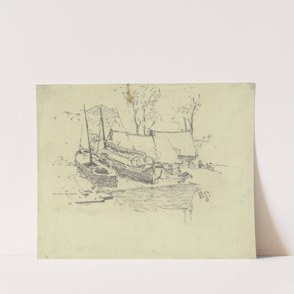 Fishing boats at the beach by Rudolf Gudden