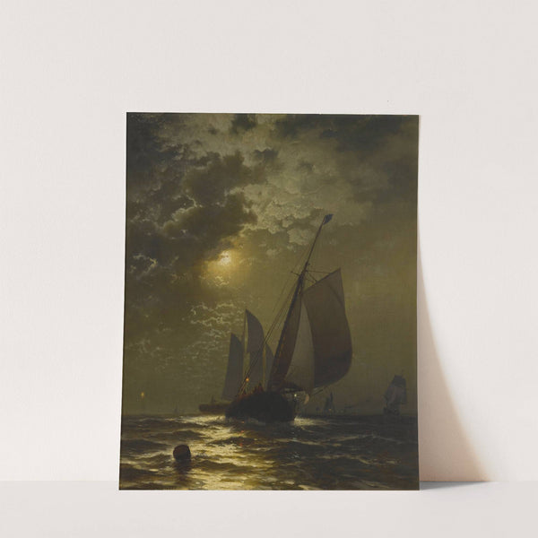 Fishing Boats in the Moonlight by Edward Moran