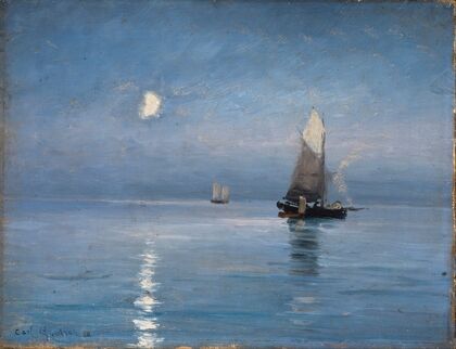 Fishing cutters in the moonlit night