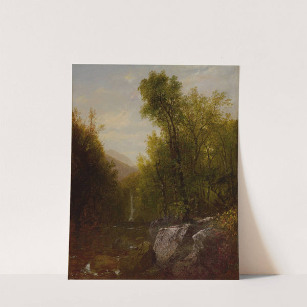 Fishing Near A Forest Waterfall by John Frederick Kensett