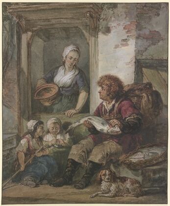Fishmonger and Maid at a Door