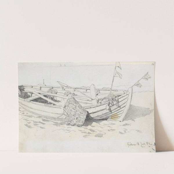 Fiskebåt på stranden, Göhren by Hans Gude