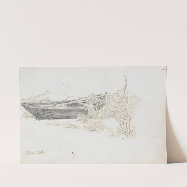 Fiskebåt på stranden, Göhren by Hans Gude