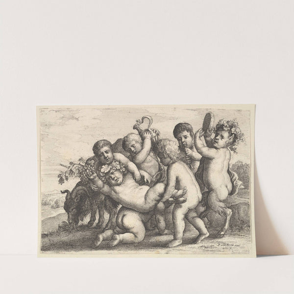 Five boys, two satyrs and a goat (1647) by Wenceslaus Hollar