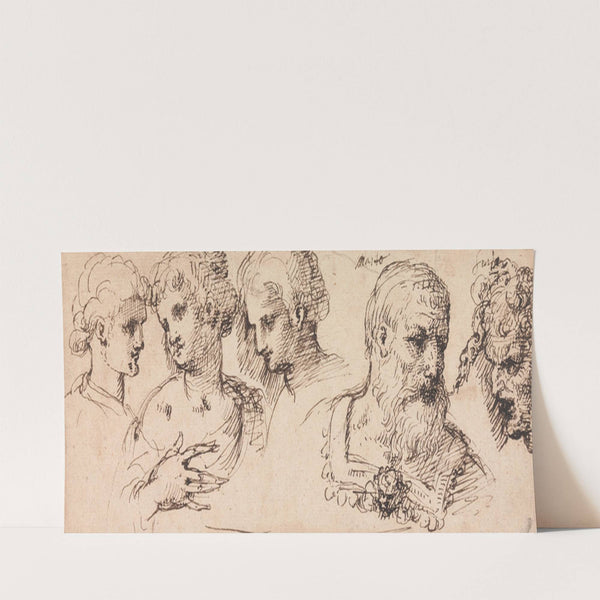 Five Classical Heads (between 1630 and 1639) by Inigo Jones
