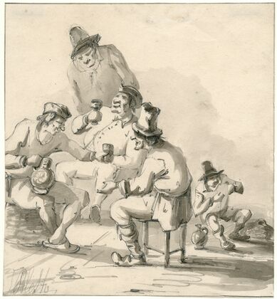 Five drinking men