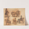 Five Equestrian Studies: Cavalrymen by Denis Auguste Marie Raffet