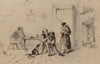 Five family members and dog in cabin
