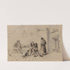Five family members and dog in cabin by Felix Octavius Carr Darley
