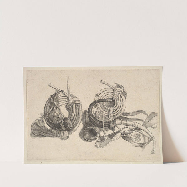 Five hunting horns (1647) by Wenceslaus Hollar