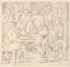 Five Men at a table in German Renaissance costume, playing cards in an inn