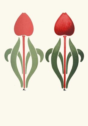 Flat and Uniform Application of Colours at A, and Gradated Effect of the same Colours,used with a Full Brush at B — size preview