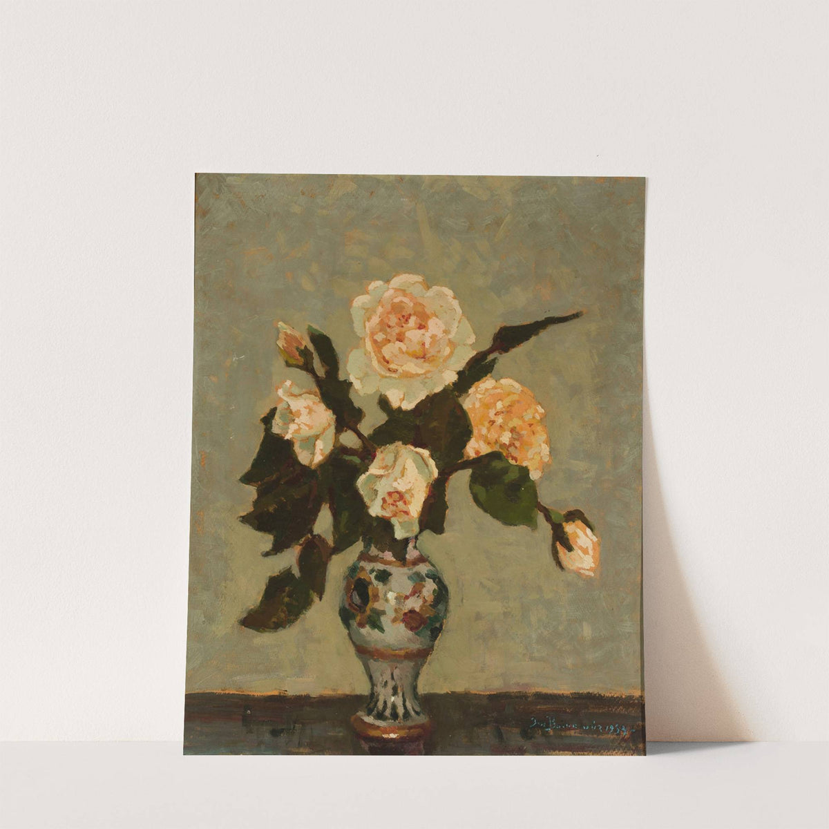Flesh-coloured roses and bud (1934) by Jan Bohuszewicz