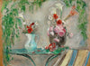 Fleurs sur une table sur une terrasse