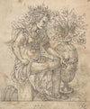 Flora Seated by a Vase with Two Harks on the Ground, after Jost Amman