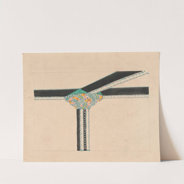 Floral design for pier, capital, and ceiling.] [Perspective elevation drawing (1910) by Winold Reiss