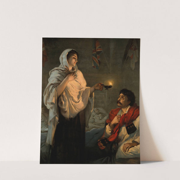 Florence Nightingale with her lamp at a patient&#039;s bedside. by After Henrietta Rae